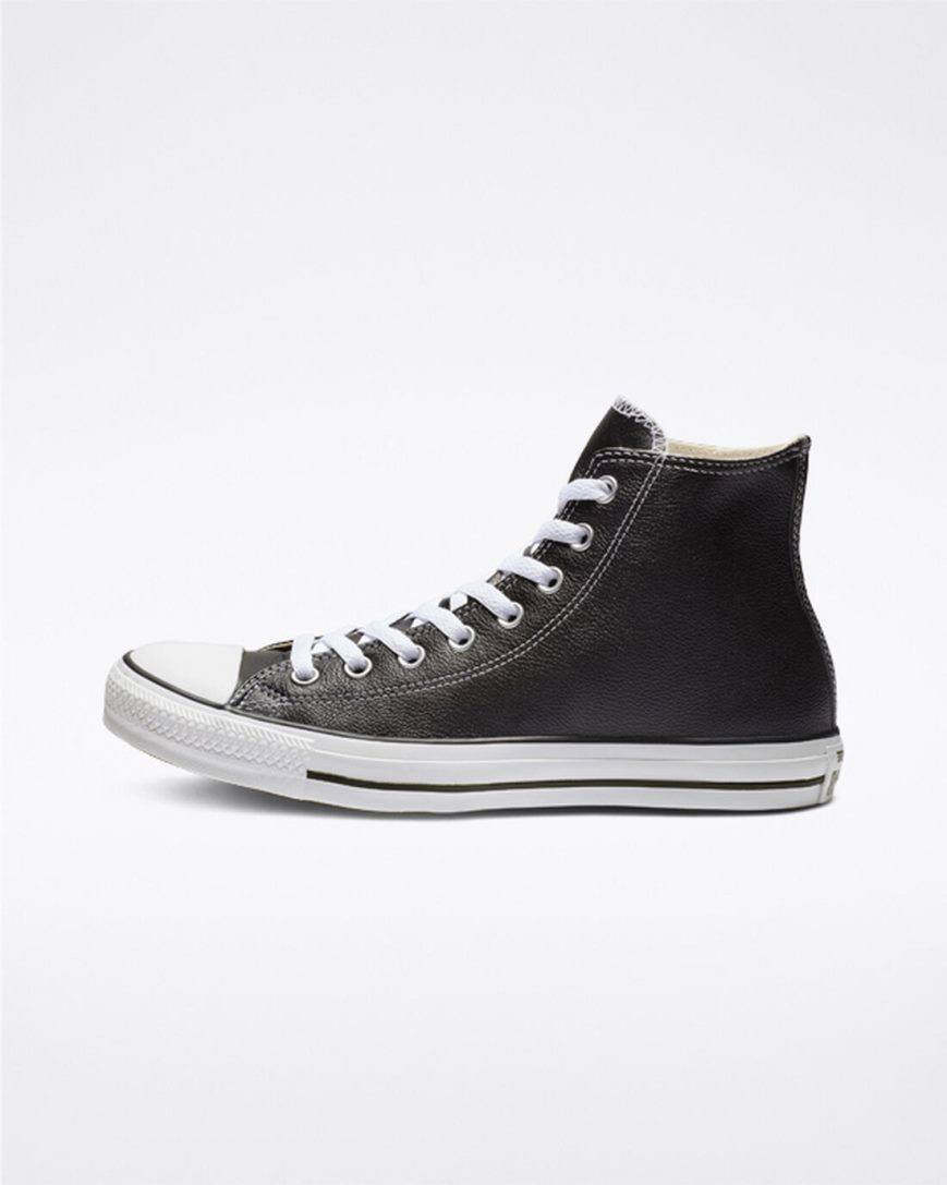 Pánské Boty Vysoké Converse Chuck Taylor All Star Læder Černé | CZ VJST92